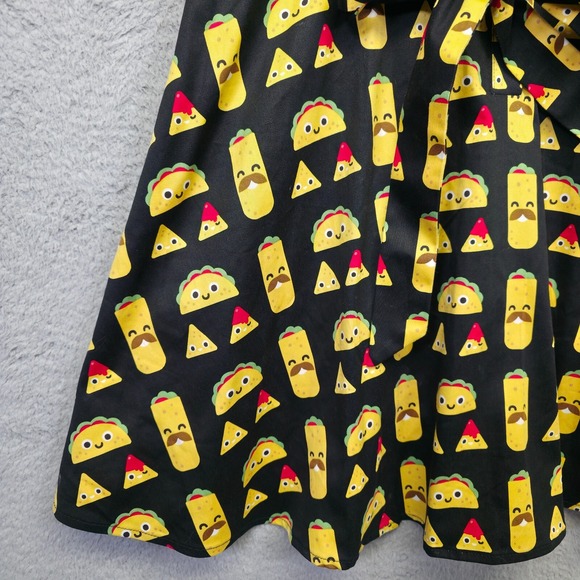Vintage Eva Rose Shirt Dress Womens XL Black Nachos Burritos Print Novelty Short - Picture 4 of 16